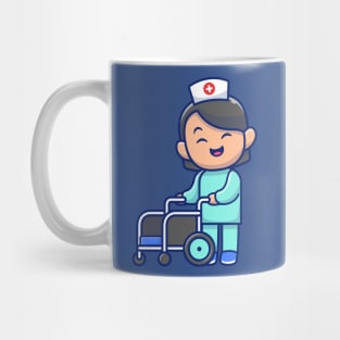 Cute nurse with wheelchair cartoon Mug